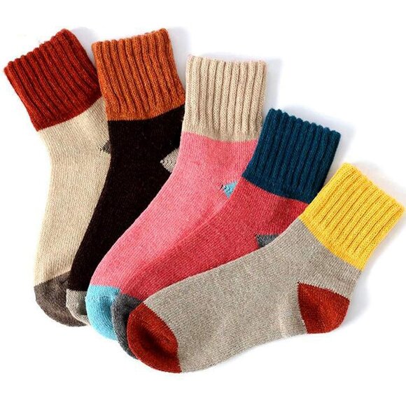 YZKKE 5Pack Womens Q-12 Vintage Winter Soft Warm Thick Cold Knit Wool Crew Sock - Picture 4 of 6